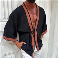 پیراهن کیمونو پارچه کنفی جلو باز