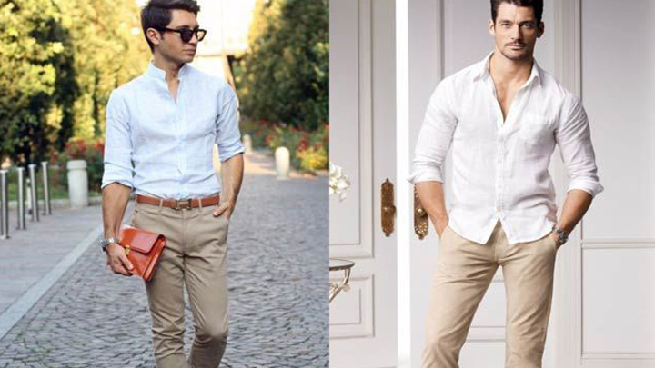 پیراهن مردانه با شلوار کرم