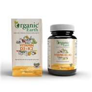 قرص ویتامین Organic Earth Vitamin D3+K2 بسته 60 عددی