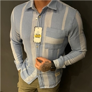 پیراهن مردانه پارچه کنفی راه راه