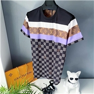 تی شرت شطرنجی سه رنگ لویی ویتون LV مردانه