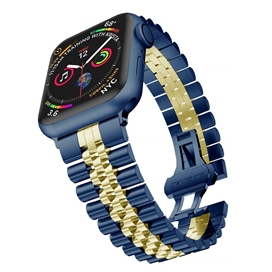 بند اپل واچ رولکسی جیتک مدل G-Tech Butterfly Buckle Watch Band Strap BlueGold 42/44/45mm