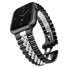 بند اپل واچ رولکسی جیتک مدل G-Tech Butterfly Buckle Watch Band Strap BlackSilver 42/44/45mm