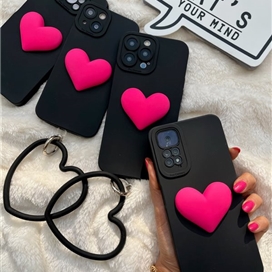 قاب قلب صورتی با بند النگویی قلبی (Pink Heart Case) مناسب برای سری های Redmi note 9 /9 pro /9s