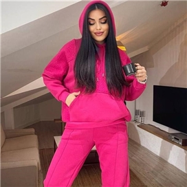 ست هودی و شلوار طرح چهارخونه زنانه اورجینال ترک