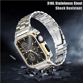 بند و گارد استیل لاکچری MioHHR Stainless Steel Band & Case Apple Watch 45mm
