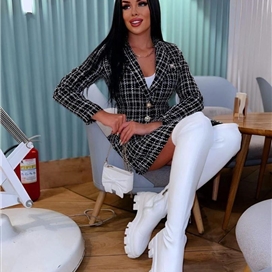 ست کت و دامن چهارخونه پشمی زنانه ترک