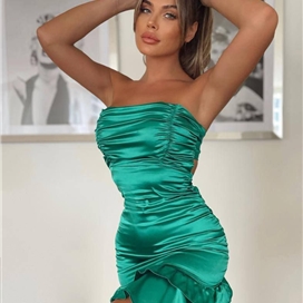 پیراهن مجلسی ساتن مدل گت پشت گره ای زنانه ترک