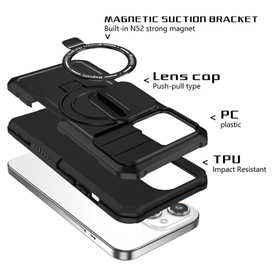 قاب ضد ضربه مگنتی Apple iPhone 15 Pro Max Magnetic Support Case دارای محافظ دوربین