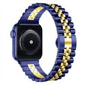 بند اپل واچ رولکسی جیتک مدل G-Tech Butterfly Buckle Watch Band Strap BlueGold 42/44/45mm
