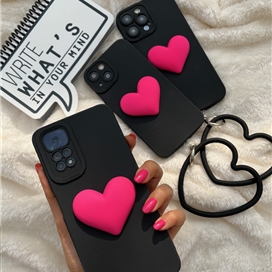 قاب قلب صورتی با بند النگویی قلبی (Pink Heart Case) مناسب برای سری های Redmi note 9 /9 pro /9s