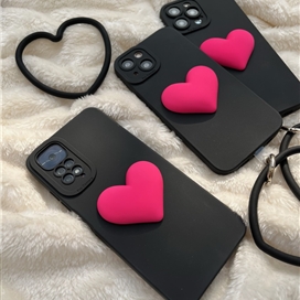 قاب قلب صورتی با بند النگویی قلبی (Pink Heart Case) مناسب برای سری های Redmi note 9 /9 pro /9s