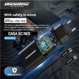 آداپتور شارژر USB-C پاور دلیوری راک رز | RockRose Casa SC Neo USB-C 20W PD Power Charger