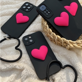 قاب قلب صورتی با بند النگویی قلبی (Pink Heart Case) مناسب برای سری های Redmi note 9 /9 pro /9s