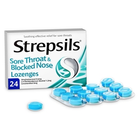 مسکن گلودرد و بازکننده بینی حاوی نعنا استرپسیلیز Strepsils بسته 16 عددی