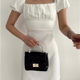 پیراهن آستین پفی یقه باز زنانه