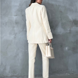 ست کت و شلوار طرح برجسته مجلسی زنانه ترک