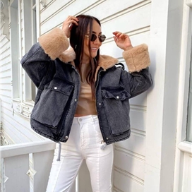 کت جین خزدار زنانه ترک