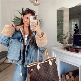 کت جین خزدار زنانه ترک