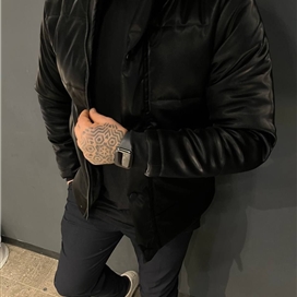 کاپشن مردانه پارچه چرم سیلیکونی داخل آستر